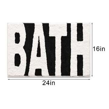 Anybar Bathroom Rug Black and White Bath Mats for Bathroom Non Slip Floor Mat, Thick Soft Shaggy Bat...