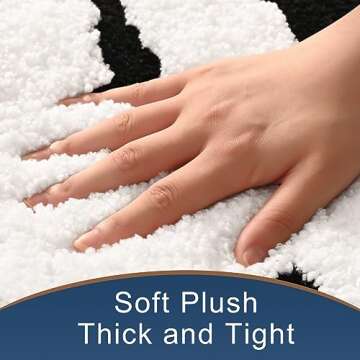 Anybar Bathroom Rug Black and White Bath Mats for Bathroom Non Slip Floor Mat, Thick Soft Shaggy Bath Rugs Cute Bathroom Deocr, Super Absorbent Bathmat Machine Washable Carpet for Shower 16 x 24