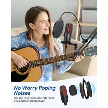 TECURS USB Microphone Condenser | Streaming Mic for Gamers and Creators