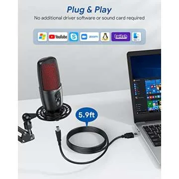 TECURS USB Microphone for Streaming and Gaming