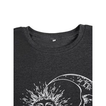 Remidoo Women's Oversized Sun and Moon Print Tee