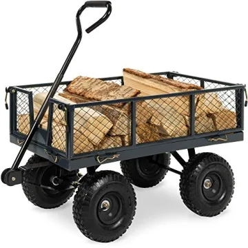 Best Choice Products Utility Garden Cart Wagon: Heavy-Duty, 400lb Capacity, Removable Sides, Long Ha...