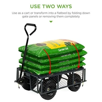 Best Utility Garden Cart - 400lb Capacity, Removable Sides