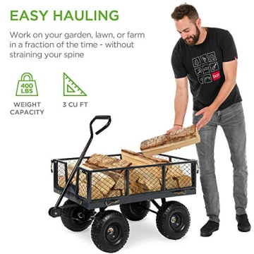 Best Utility Garden Cart - 400lb Capacity, Removable Sides