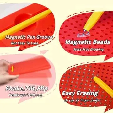 MAGBLOCK Magnetic Drawing Board Kids Writing Pad with Magnet Pen, Portable Educational Toys for Toddlers Kids Boys and Girls,Gifts Ideal for Travel and Road Trips (8.58in x6.89in)