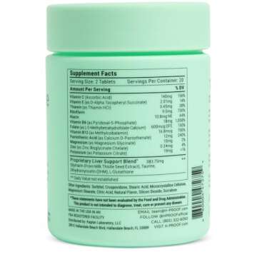 H-PROOF The Anytime You Drink Vitamin for Liver Health & Immunity Support with Electrolytes, Antioxidants, Milk Thistle, Vitamins, 40 Chewable Tablets (20 Servings), Lemonade