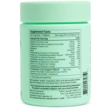 H-PROOF The Anytime You Drink Vitamin for Liver Health & Immunity Support with Electrolytes, Antioxidants, Milk Thistle, Vitamins, 40 Chewable Tablets (20 Servings), Lemonade