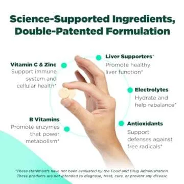 H-PROOF The Anytime You Drink Vitamin for Liver Health & Immunity Support with Electrolytes, Antioxidants, Milk Thistle, Vitamins, 40 Chewable Tablets (20 Servings), Lemonade