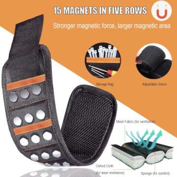 Magnetic Wristband Mens Gifts for Birthday Father's day Christmas, Unique Tool for Holding Screws Ga...