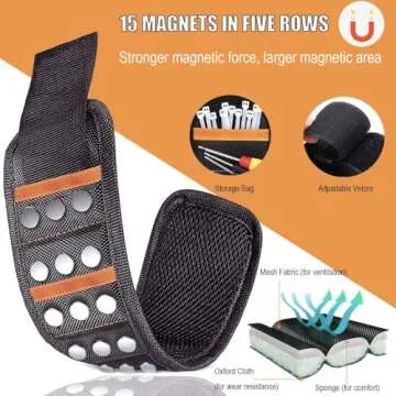 Magnetic Wristband Mens Gifts for Birthday Father's day Christmas, Unique Tool for Holding Screws Ga...
