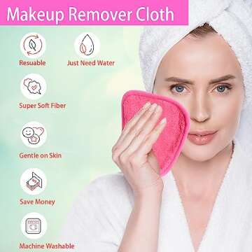 BloomSesame Makeup Remover Cloths for Face, Eye, Lips - Reusable Makeup Remover Pads Soft Microfiber...
