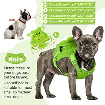 OUOBOB Dog Harness Backpack Cute Doggie Backpack Carrier for Small Medium Dogs, No Pull Dog Saddle Bag Pet Vest, Mesh Frog Self Bag with D-Ring for Puppy Outdoor Travel Hiking Adjustable Dog Bag