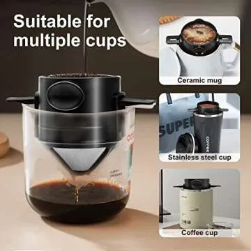 AnnYun Portable Pour Over Coffee Dripper, Easy to Use