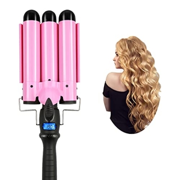 3 Barrel Curling Iron Wand 1.25 Inch 32mm Hair Crimper Hair Waver with LCD Temp Display Ceramic Tour...