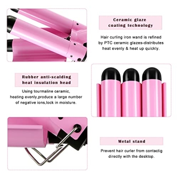 3 Barrel Curling Iron with LCD Display for Quick Styling