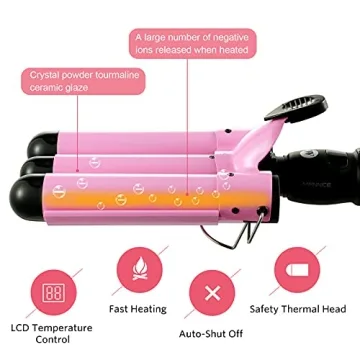 3 Barrel Curling Iron with LCD Display for Quick Styling