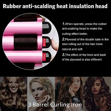 3 Barrel Curling Iron with LCD Display for Quick Styling