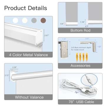 Tokblind Motorized Roller Shades with Remote Control, Blackout Electric Window Blind Customized Size (Fabric Beige)