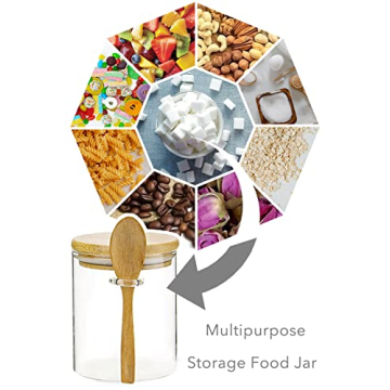 KOIKEY Airtight Glass Sugar Jar with Bamboo Lid