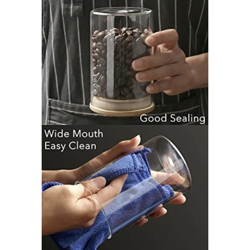 KOIKEY Airtight Glass Sugar Jar with Bamboo Lid