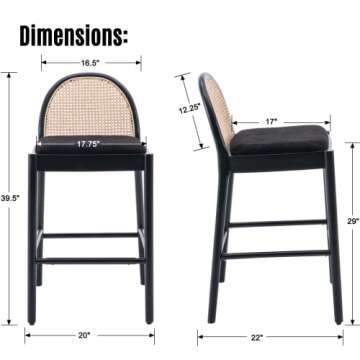 LukeAlon Modern Sherpa Bar Stools Set of 2, 29" Seat Height Tall Bar Chairs with Wooden Legs Natural...