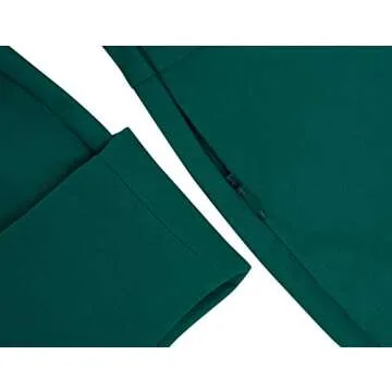 MUXXN Ladies Classic High Collar High Stretch Formal Office Work Dress with Belt (Dark Green M)