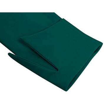 MUXXN Ladies Classic High Collar High Stretch Formal Office Work Dress with Belt (Dark Green M)