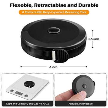 Measuring Tape for Body, Retractable Tape Measure, Measurements Tape 150cm/60 inch Double Sided Soft Tape Measure for Sewing Tailor and Fabric (Retractable Dual Sided White)