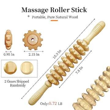 Ctwctr Wood Therapy Massage Tools Manual Massage Roller Stick for Body Sculpting, Maderoterapia Kit-...