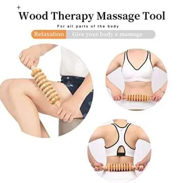 Ctwctr Wood Therapy Massage Tools Manual Massage Roller Stick for Body Sculpting, Maderoterapia Kit- Cellulite Massager for Muscle Pain Relief, Fascia, Cellulite