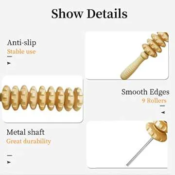 Ctwctr Wood Therapy Massage Tools Manual Massage Roller Stick for Body Sculpting, Maderoterapia Kit- Cellulite Massager for Muscle Pain Relief, Fascia, Cellulite