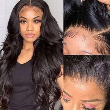 Lace Front Wigs Human Hair Body Wave 13x4 HD Lace Frontal Wigs Human Hair Pre Plucked With Baby Hair Bleached Knots 180% Density for Black Women Glueless Brazilian Virgin Human Hair Wigs (30 Inch)