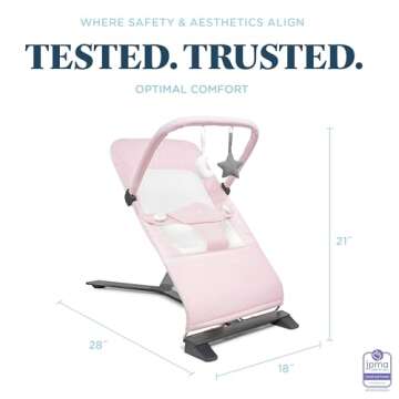 Baby Delight Alpine Deluxe Portable Bouncer | Infant | 0 – 6 Months | Peony Pink
