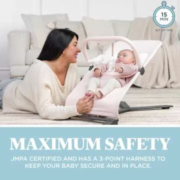 Baby Delight Alpine Deluxe Portable Bouncer | Infant | 0 – 6 Months | Peony Pink