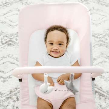 Baby Delight Alpine Deluxe Portable Bouncer | Infant | 0 – 6 Months | Peony Pink