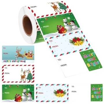Taeekiy 500 Pcs Christmas Gift Tags Stickers - Vibrant Holiday Labels for All Occasions