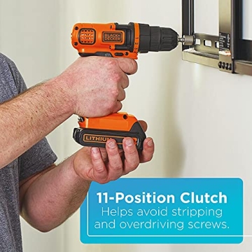 BLACK+DECKER 20V MAX Cordless Drill Lightweight Powerful LED