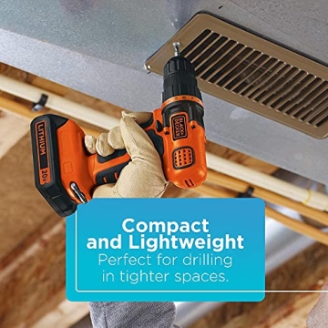 BLACK+DECKER 20V MAX Cordless Drill Lightweight Powerful LED