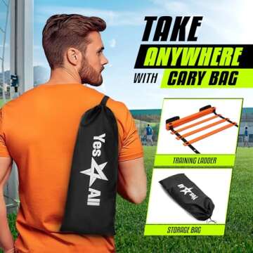 Yes4All Speed Agility Ladder Training Equipment with Carry Bag - 12 Rungs Orange