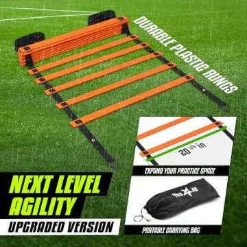 Yes4All Speed Agility Ladder Training Equipment with Carry Bag - 12 Rungs Orange