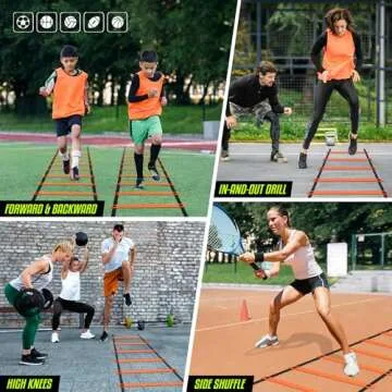 Yes4All Speed Agility Ladder Training Equipment with Carry Bag - 12 Rungs Orange