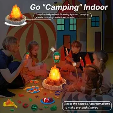 MITCIEN Camping Toys for Kids - Pretend Campfire, Lantern, Safari Hat, Binoculars, and More! Fun Ind...