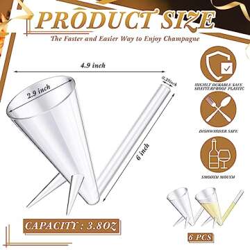 Gerrii 6 Pcs Clear Champagne Shooter Glasses with Stand for Parties