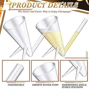 Gerrii 6 Pcs Unbreakable Champagne Shooter Set for Parties