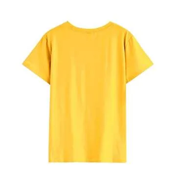 Nlife Women Positive Vibes Letter Victory Sign Short Sleeve Casual Tee Shirts A-Yellow