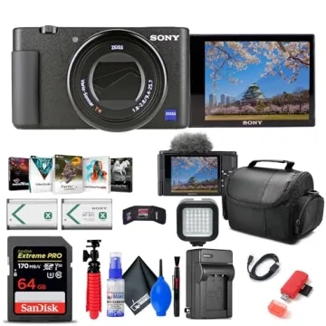 Sony ZV-1 Digital Camera (Black) (DCZV1/B) + 64GB Memory Card + Corel Photo Software + NP-BX1 Batter...