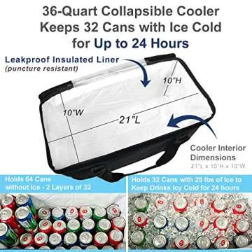 Picnic at Ascot Travel Cooler with Wheels- 64 Can Capacity- Collapsible Leakproof Cooler- Designed & Quality Approved in the USA