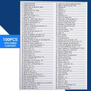 100 Prepared Microscope Slides with Specimens for Kids Adults - Bacterium, Fungus, Human Tissues, Mi...