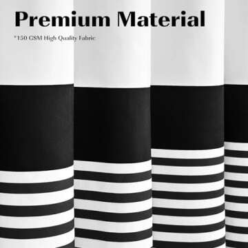 Seasonwood Black and White Shower Curtain Striped with Tassels for Bathroom Decor,Heavy Weighted 72-...
