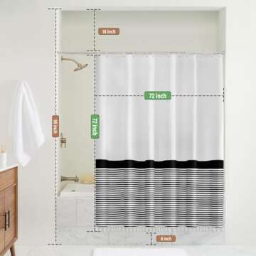 Stylish Black and White Shower Curtain with Tassels